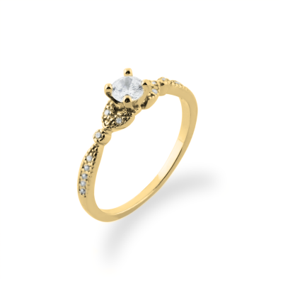 Zásnubní zlatý prsten s diamanty KREKE