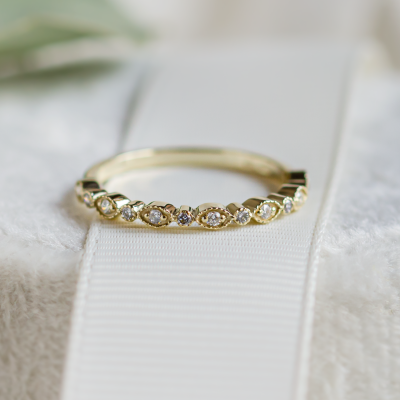 Unusual wedding rings with diamonds in vintage style LAZZI