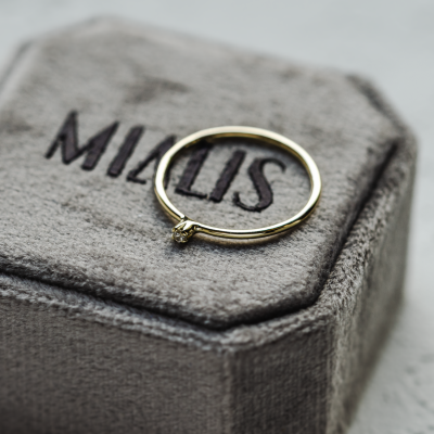 Gold minimalistic ring with diamond LAUDE
