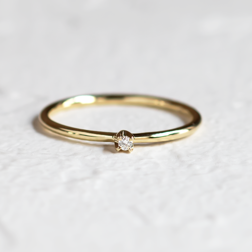 Gold minimalistic ring with diamond LAUDE