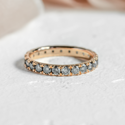 Gold eternity ring with salt and pepper diamonds LAVA