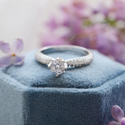Classic moissanite and diamond engagement ring LIVKE