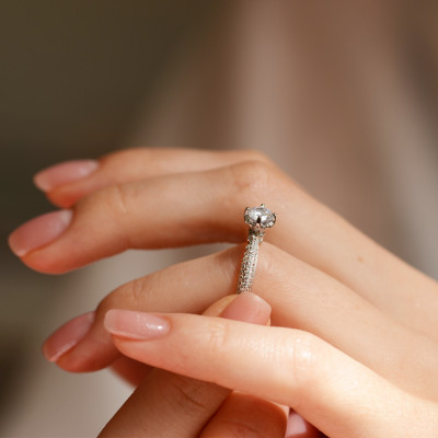 Classic moissanite and diamond engagement ring LIVKE