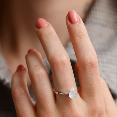 Moonstone engagement ring with diamonds LUNAR
