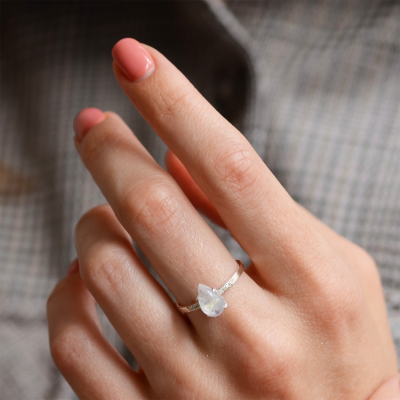 Moonstone engagement ring with diamonds LUNAR