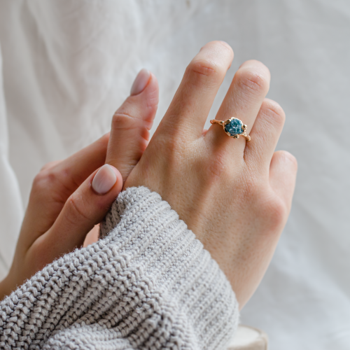 Unusual ring with blue raw diamond MARE