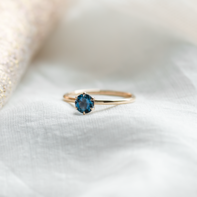 Engagement ring with london blue topaz MARGARET
