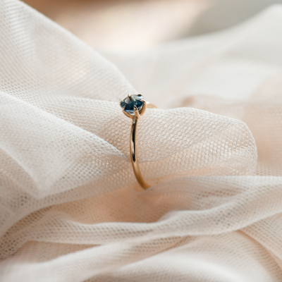 Engagement ring with london blue topaz MARGARET