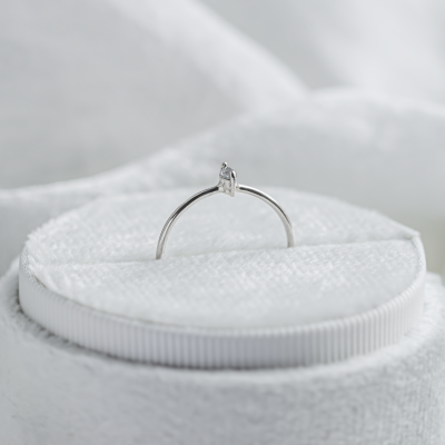 Minimalist engagement ring with marquise salt and pepper diamond MARKETA