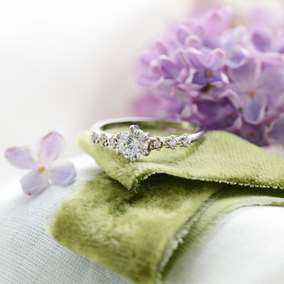 MISI gold diamond engagement ring with moissanite 0.5ct