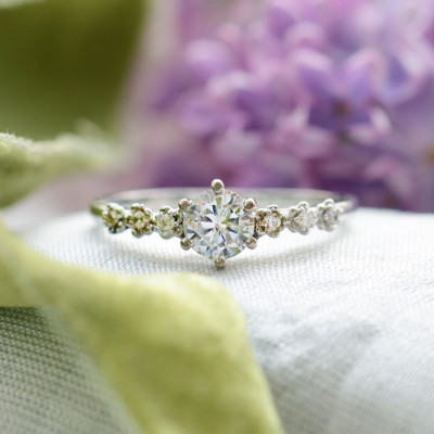 MISI gold diamond engagement ring with moissanite 0.5ct