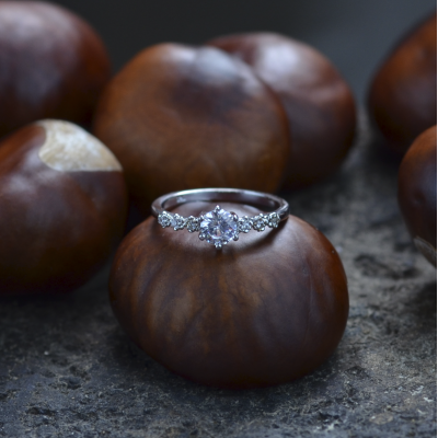 MISI gold diamond engagement ring with moissanite 0.5ct