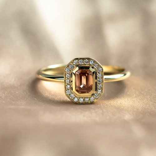 Art deco prsten s lab grown diamanty v růžové a bílé barvě MOANA