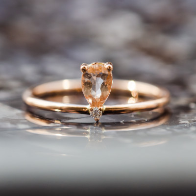 Prsten z růžového zlata s morganitem a diamantem MORGAN