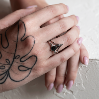 Kite salt and pepper diamond chevron wedding band NELLY