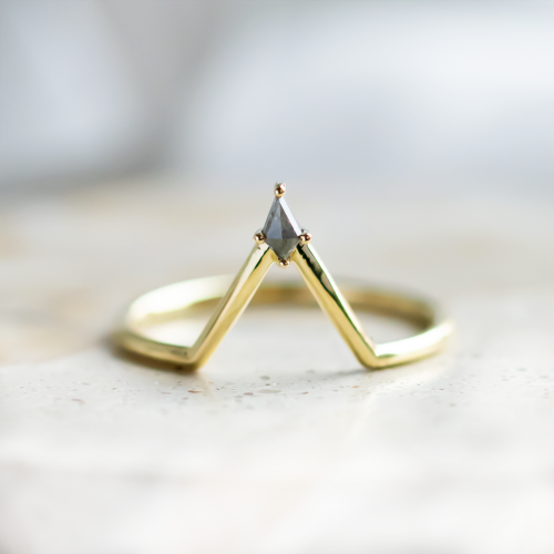 Kite salt and pepper diamond chevron wedding band NELLY