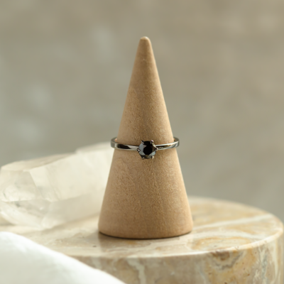 Black diamond ring in black rhodium NEROS