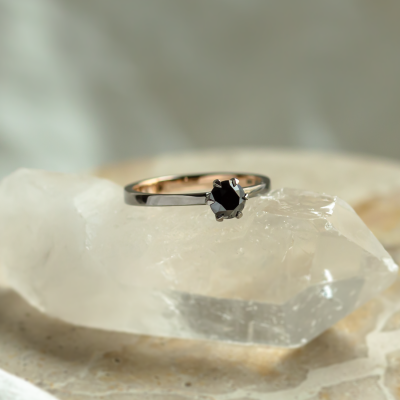 Black diamond ring in black rhodium NEROS