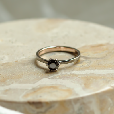 Black diamond ring in black rhodium NEROS