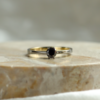 Black diamond ring in black rhodium NEROS