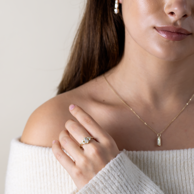 Zlatý prsten ve vintage stylu s lab grown diamanty NILIA