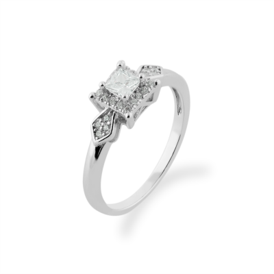 NOEL gold engagement ring with princess diamond