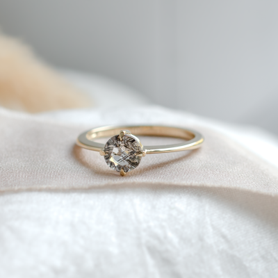Minimalist engagement ring with rutilated quartz OLA
