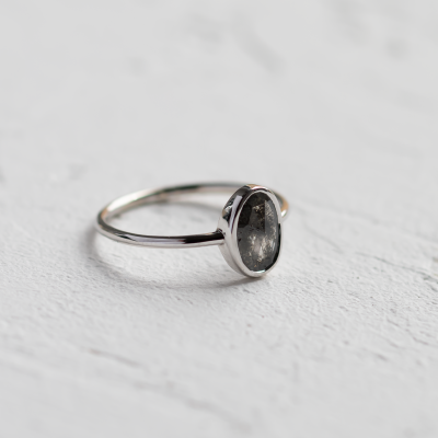 Gold oval salt and pepper diamond ring ONORATO