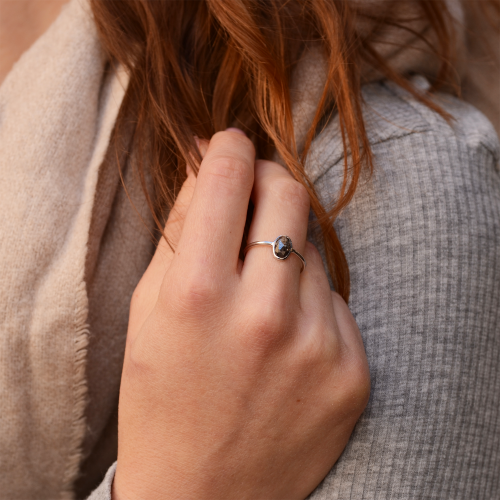 Gold oval salt and pepper diamond ring ONORATO