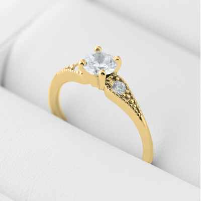 Zásnubní zlatý prsten s diamanty ORSET