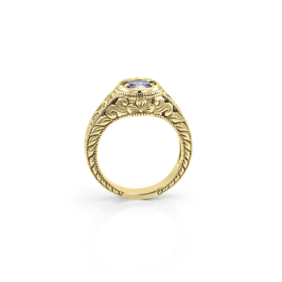 Vintage prsten s diamanty a ametystem 0.5ct OSLO