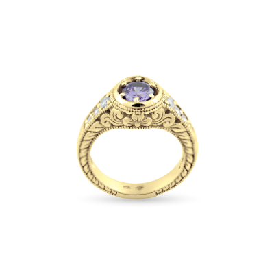 Vintage ring with amethyst 0.5 ct and diamonds OSLO