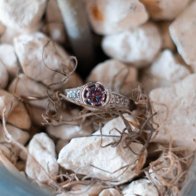Vintage prsten s diamanty a ametystem 0.5ct OSLO