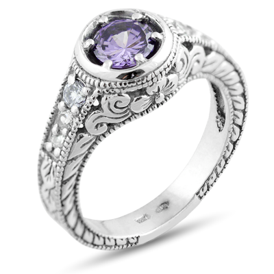 Vintage ring with amethyst 0.5 ct and diamonds OSLO