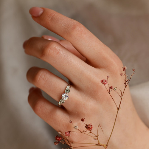 PENI gold moissanite engagement ring