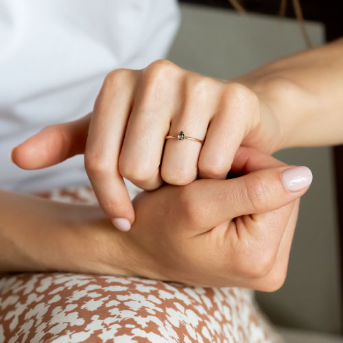 Minimalist engagement salt'n'pepper diamond ring  PERA