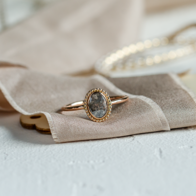 Gold vintage ring with salt and pepper diamond PHILIPPE