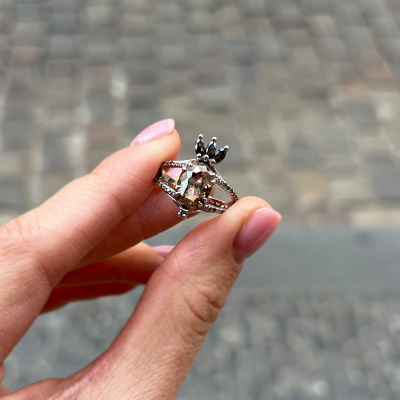 Salt and pepper diamanty v luxusním prstenu RABBIT