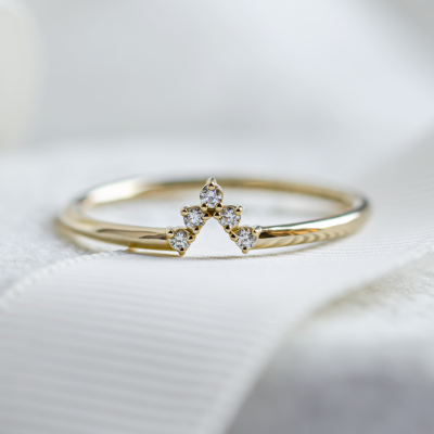 Minimalist curved ring with diamonds REGGIE