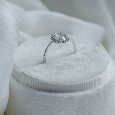 Unusual halo engagement ring with salt and pepper diamonds RIDLEY