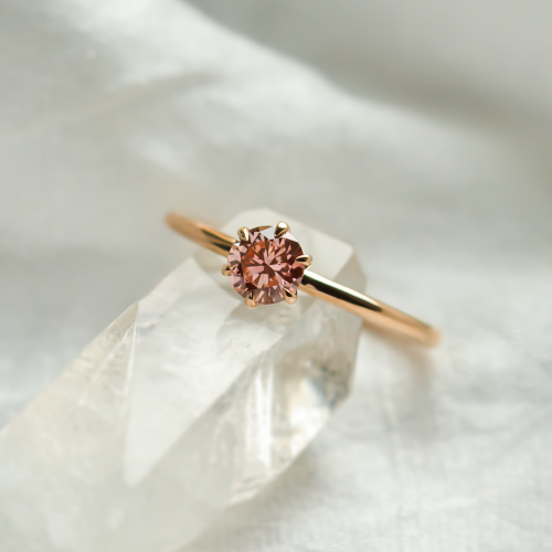 Minimalist engagement ring with pink lab grown diamond ROSE