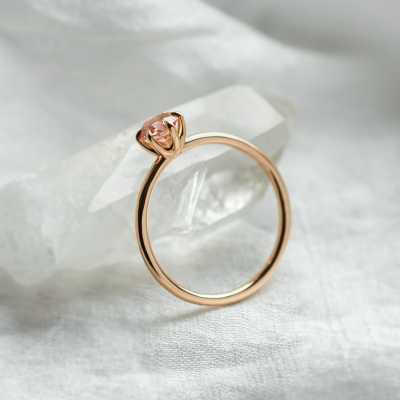 Minimalist engagement ring with pink lab grown diamond ROSE