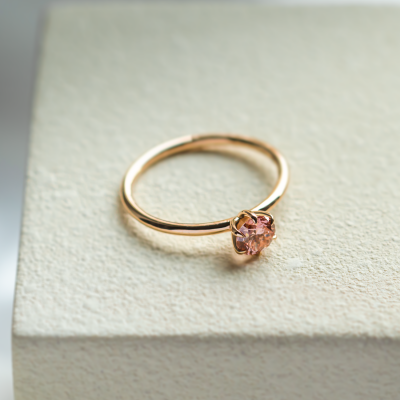 Minimalist engagement ring with pink lab grown diamond ROSE