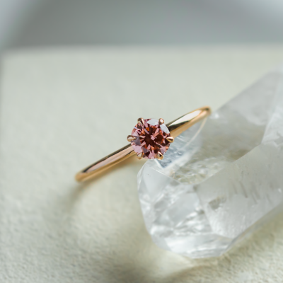 Minimalist engagement ring with pink lab grown diamond ROSE