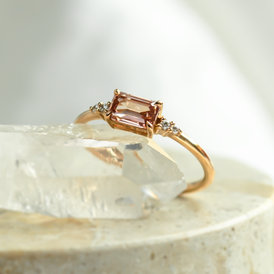 Pink lab grown and classic diamonds engagement ring ROSIE