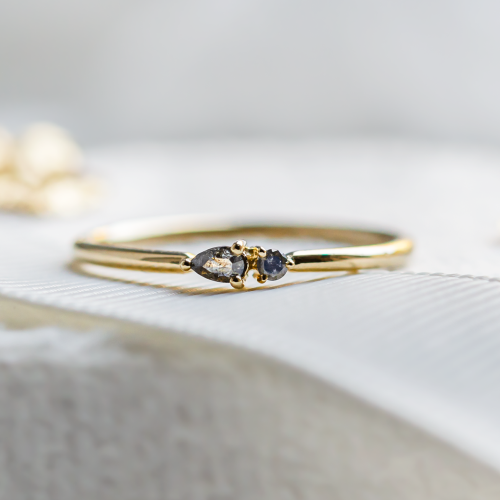 Minimalist cluster ring with salt and pepper diamonds ROWAN