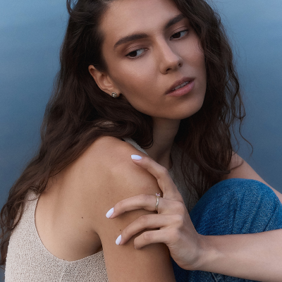 Pink lab grown diamond twig engagement ring ROWIK