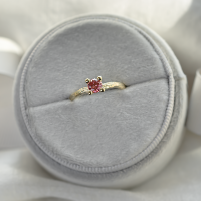 Pink lab grown diamond twig engagement ring ROWIK