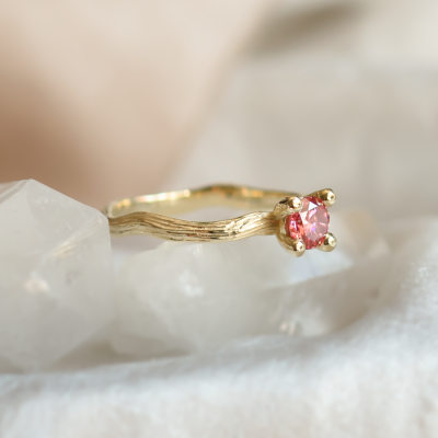 Pink lab grown diamond twig engagement ring ROWIK