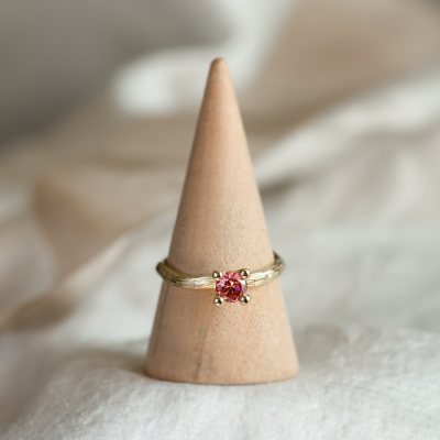 Pink lab grown diamond twig engagement ring ROWIK